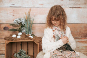 Zwerghuhn Hühner Foto mit Kind Ostern Bildgefühle Odenwald