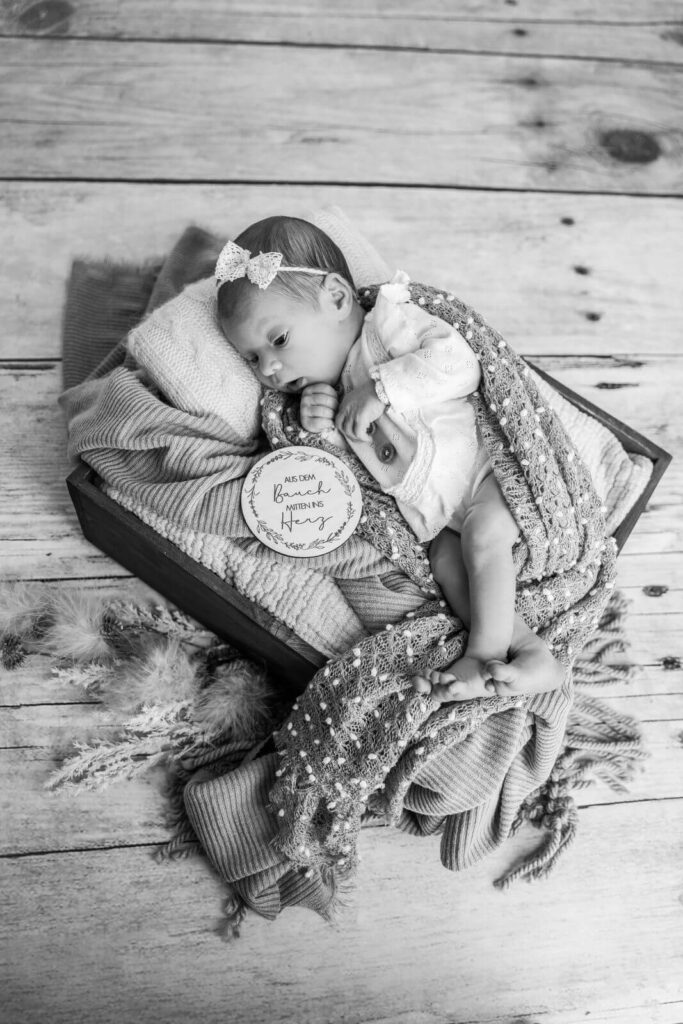 Newborn Baby Fotografie schwarz weiß Bildgefühle Höchst Odenwald